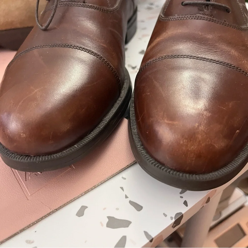 Vintage Y2K Florsheim Comfortech Cap Toe Oxford Dress Shoes Leather Brown 9.5D